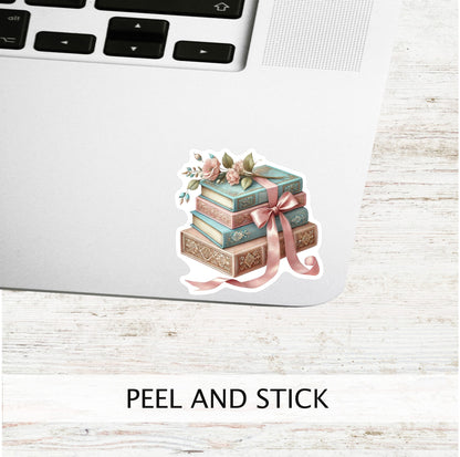 Elegant Book Stack Vinyl Sticker ||  Book Lover Vinyl Sticker, Unique Bookish Gift - Perfect for Planners, Journals, laptops and More!