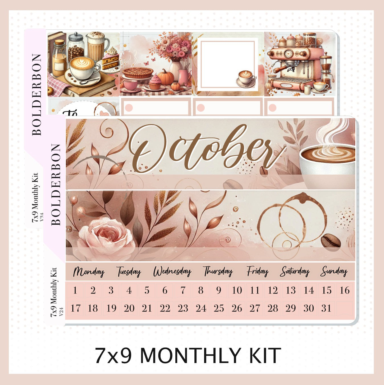 OCTOBER 7x9 Monthly Sticker Kit || Coffee House