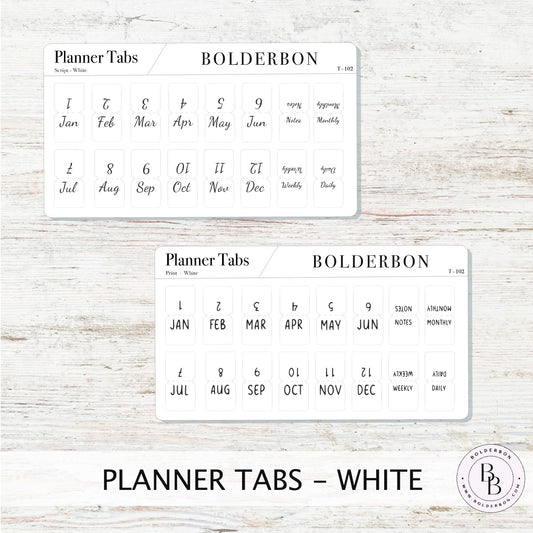 WHITE PLANNER TABS || Hobonichi Tabs, Weeks, Cousin, A6, B6, Tab Dividers, Monthly Tabs, Tab Stickers, Divider Tabs, Minimal