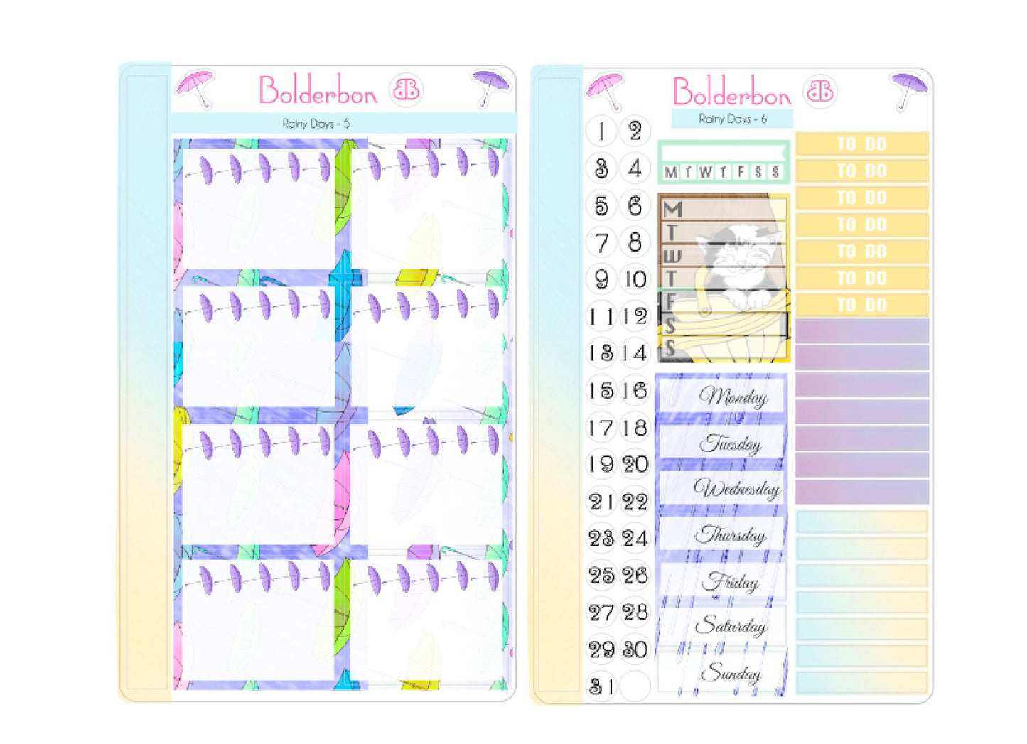 RAINY DAYS || 7x9 Vertical Planner Sticker Kit