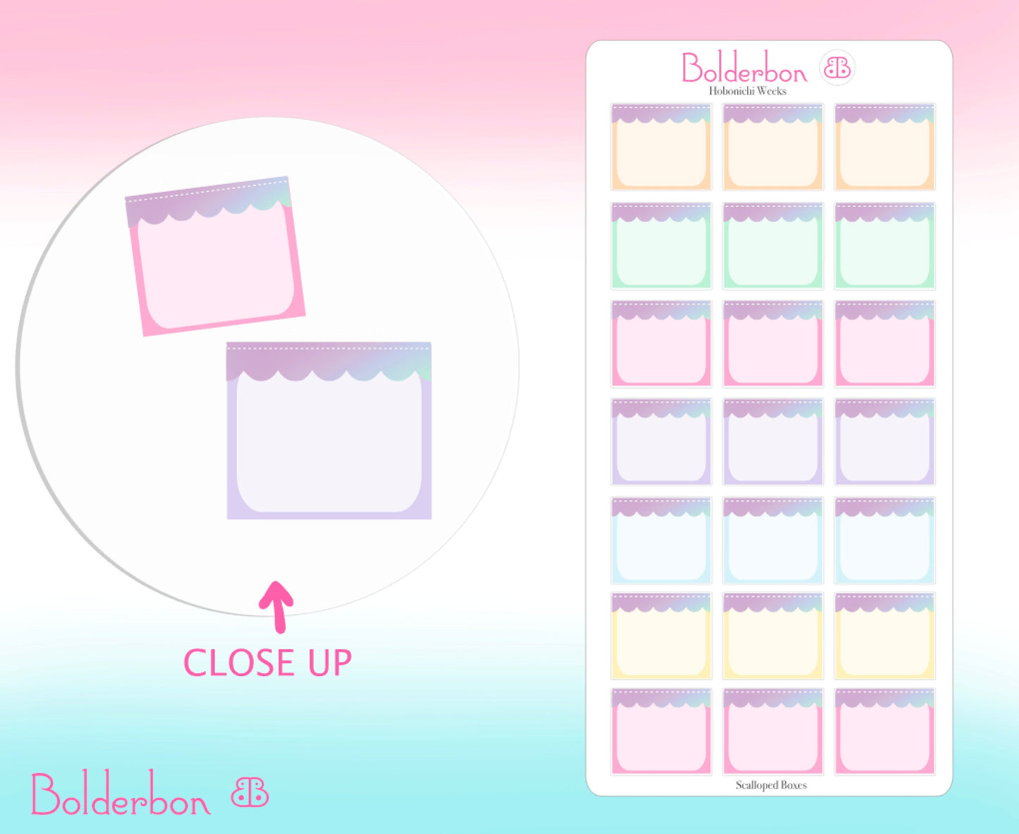 SCALLOPED MINI BOX || Functional Planner Stickers