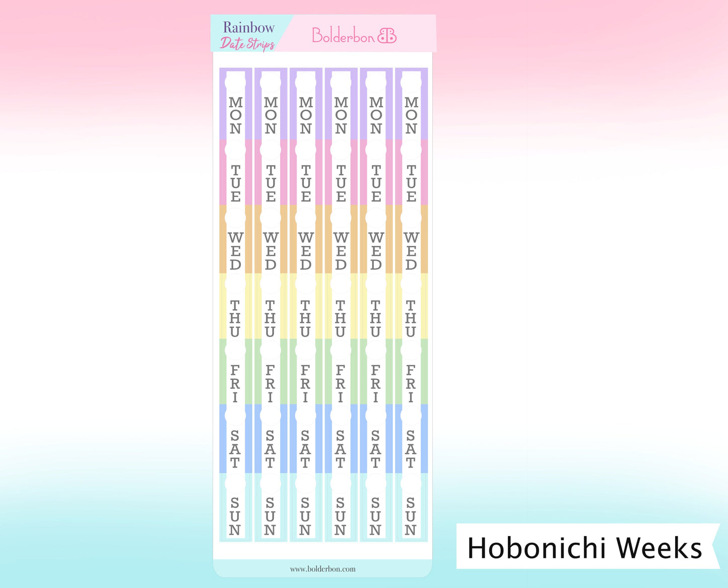 RAINBOW DATE COVER STRIPS || Hobonichi Weeks Planner Stickers