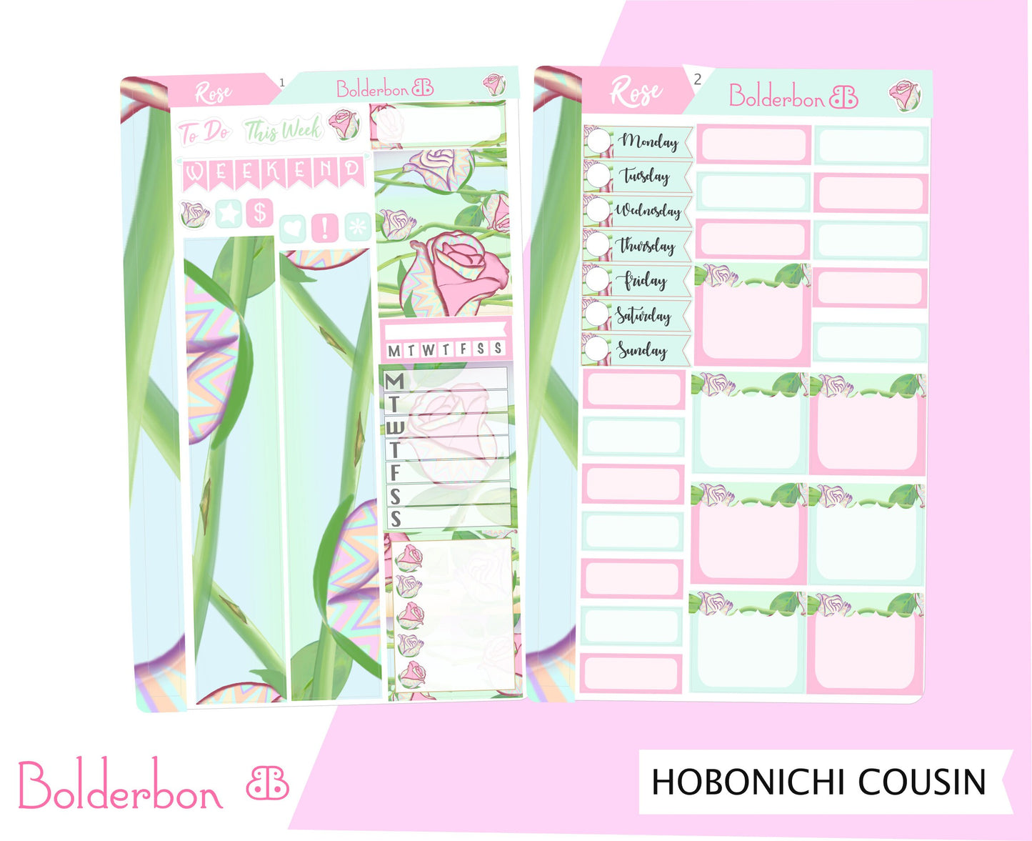 ROSE || Hobonichi Cousin Planner Sticker Kit