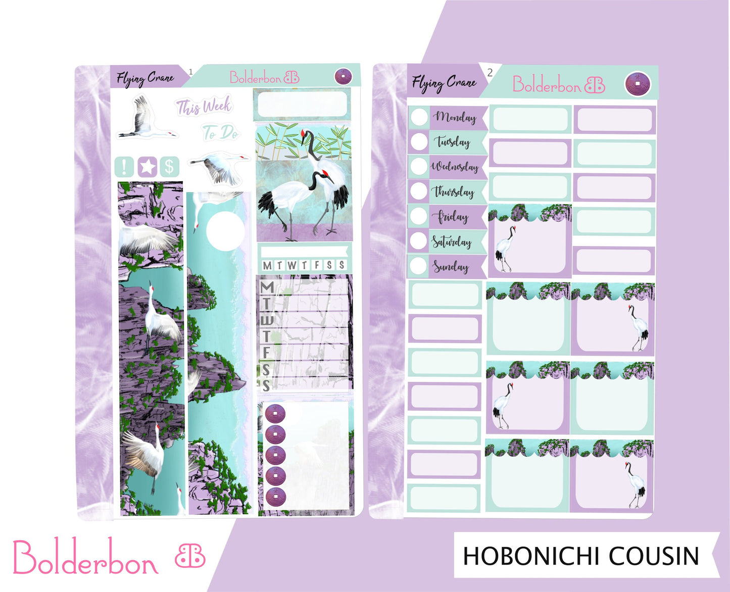 FLYING CRANE || Hobonichi Cousin Planner Sticker Kit