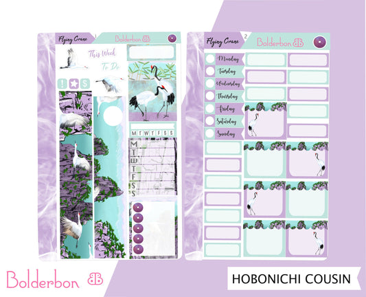 FLYING CRANE || Hobonichi Cousin Planner Sticker Kit