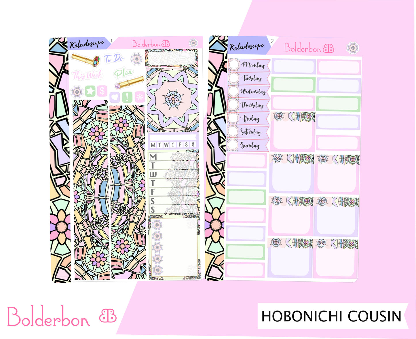 KALEIDOSCOPE || Hobonichi Cousin Planner Sticker Kit