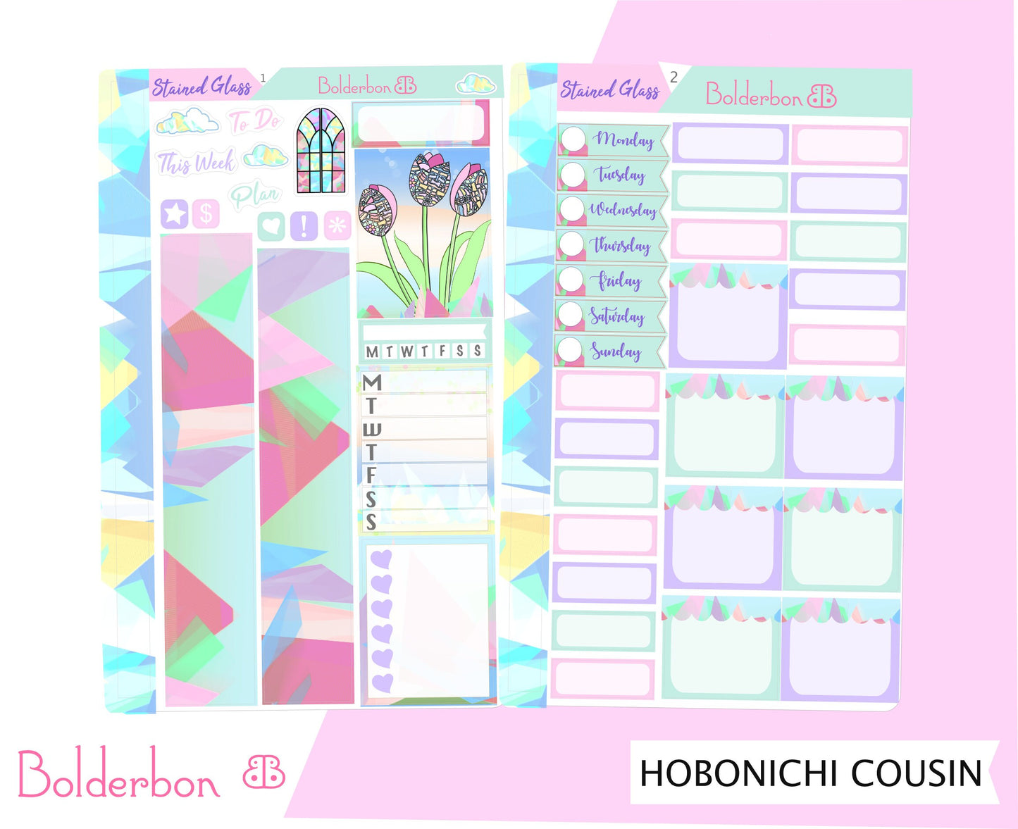 STAINED GLASS || Hobonichi Cousin Planner Sticker Kit