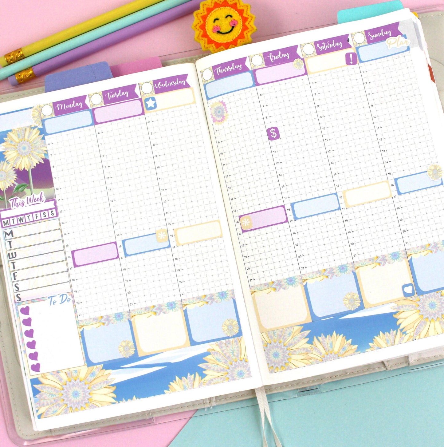 SUNFLOWER || Hobonichi Cousin Planner Sticker Kit