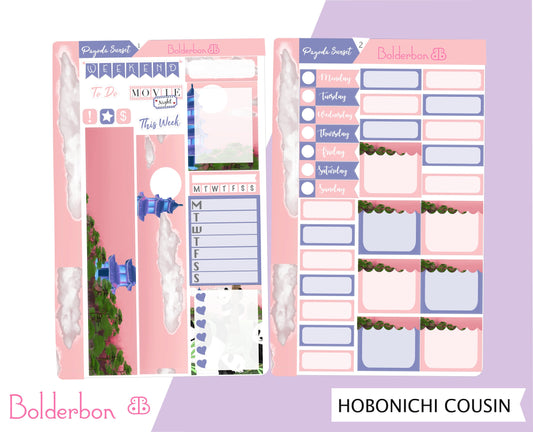 PAGODA SUNSET || Hobonichi Cousin Planner Sticker Kit