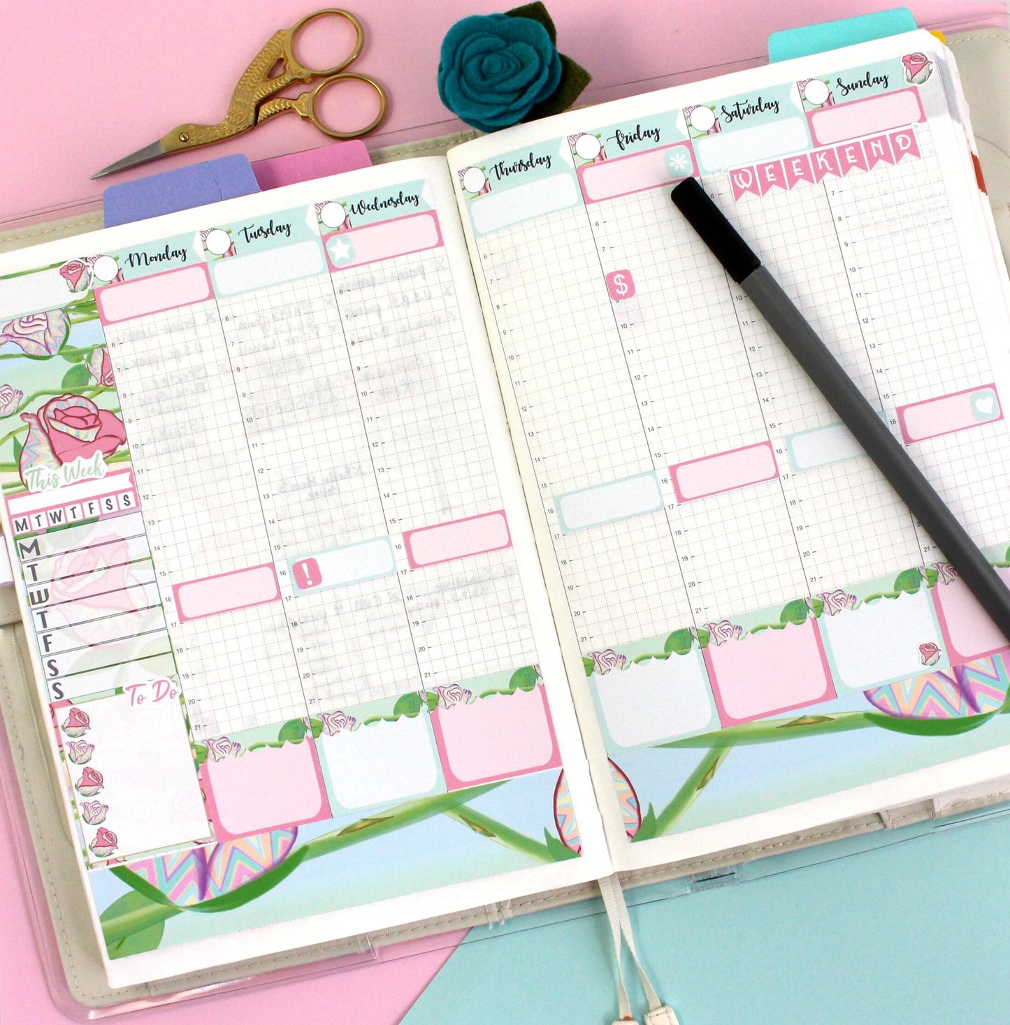 ROSE || Hobonichi Cousin Planner Sticker Kit