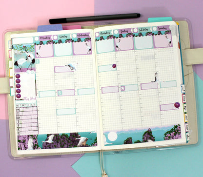 FLYING CRANE || Hobonichi Cousin Planner Sticker Kit