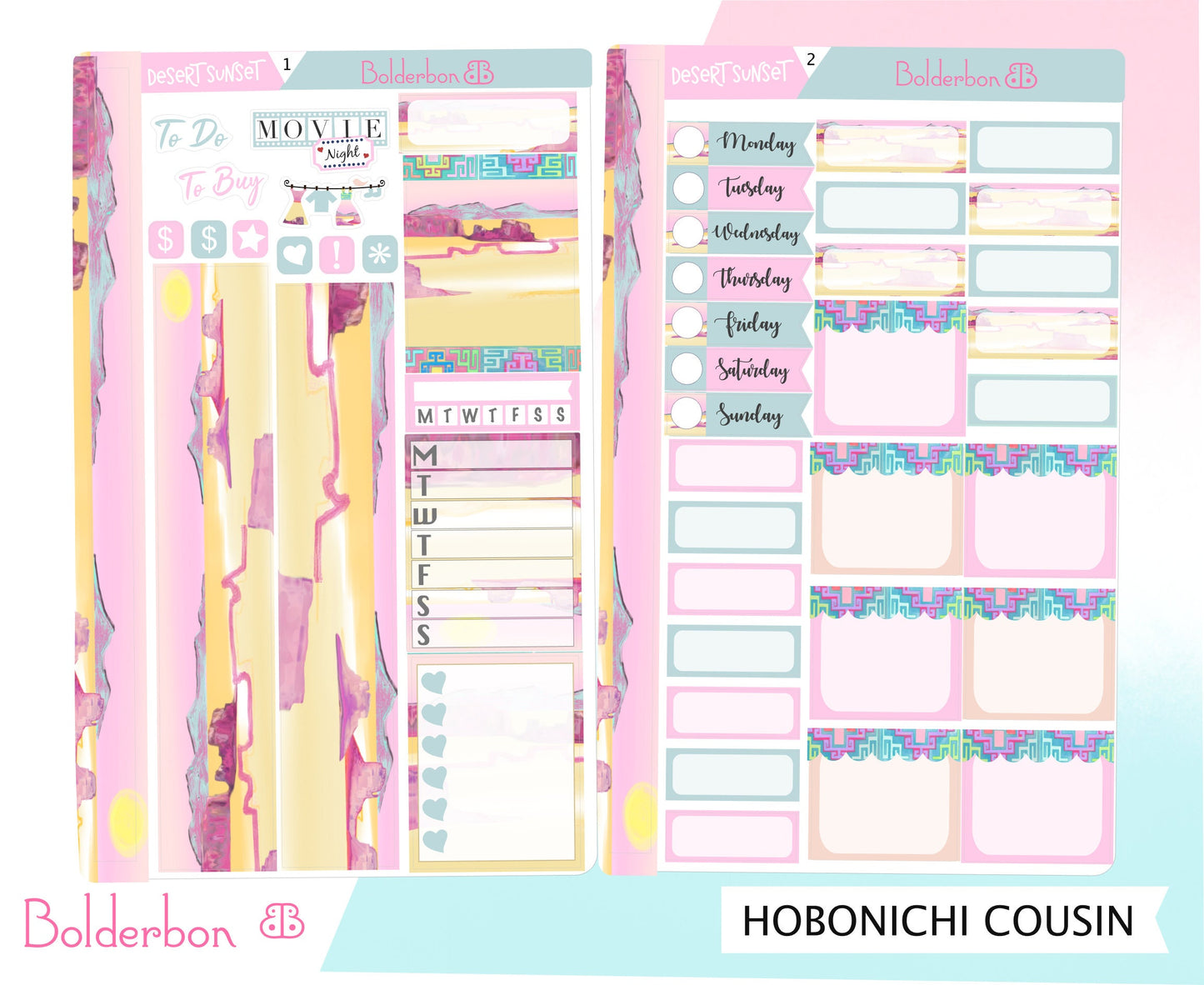 DESERT SUNSET || Hobonichi Cousin Planner Sticker Kit