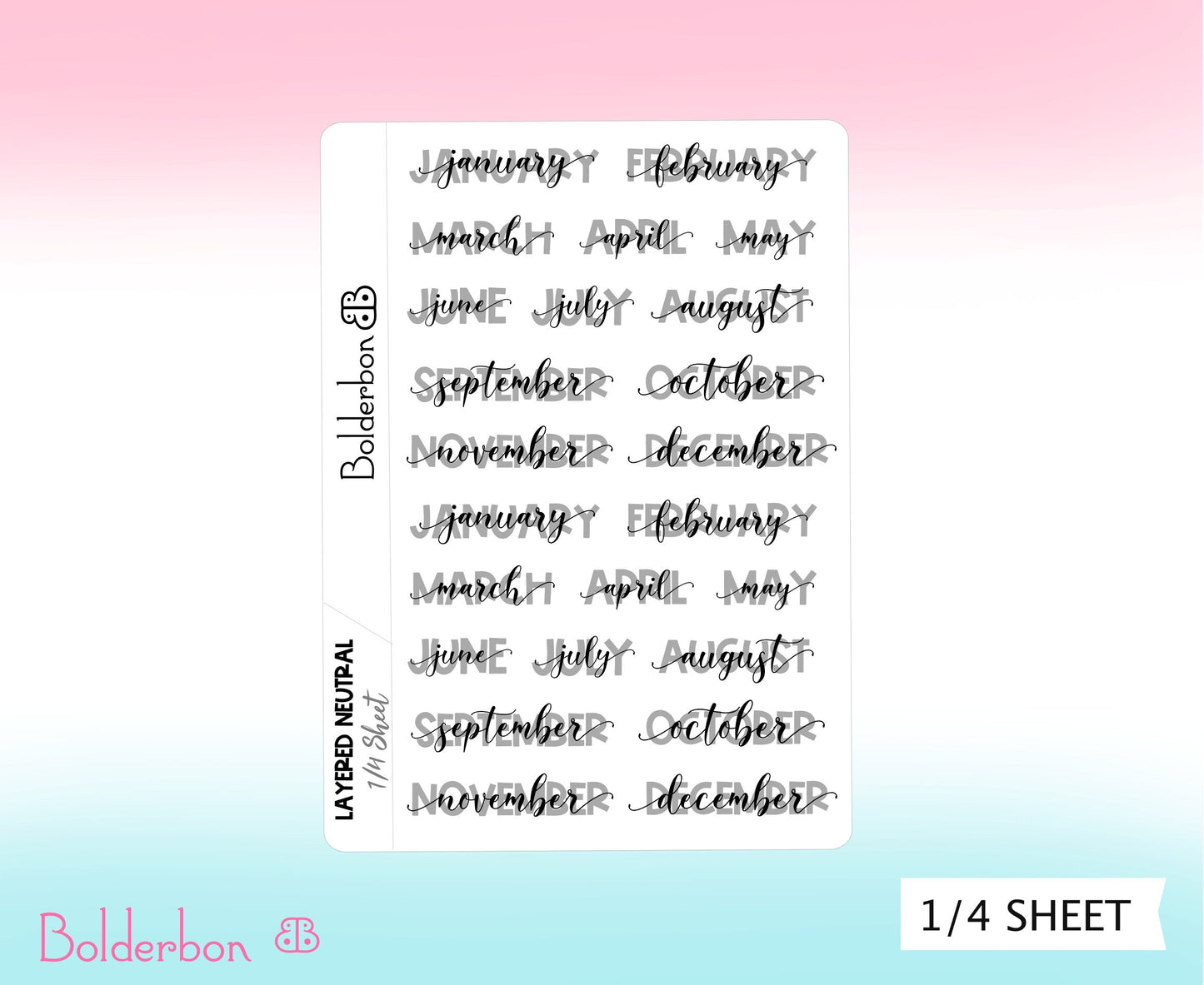 LAYERED MONTHS Neutral || Script Planner Stickers