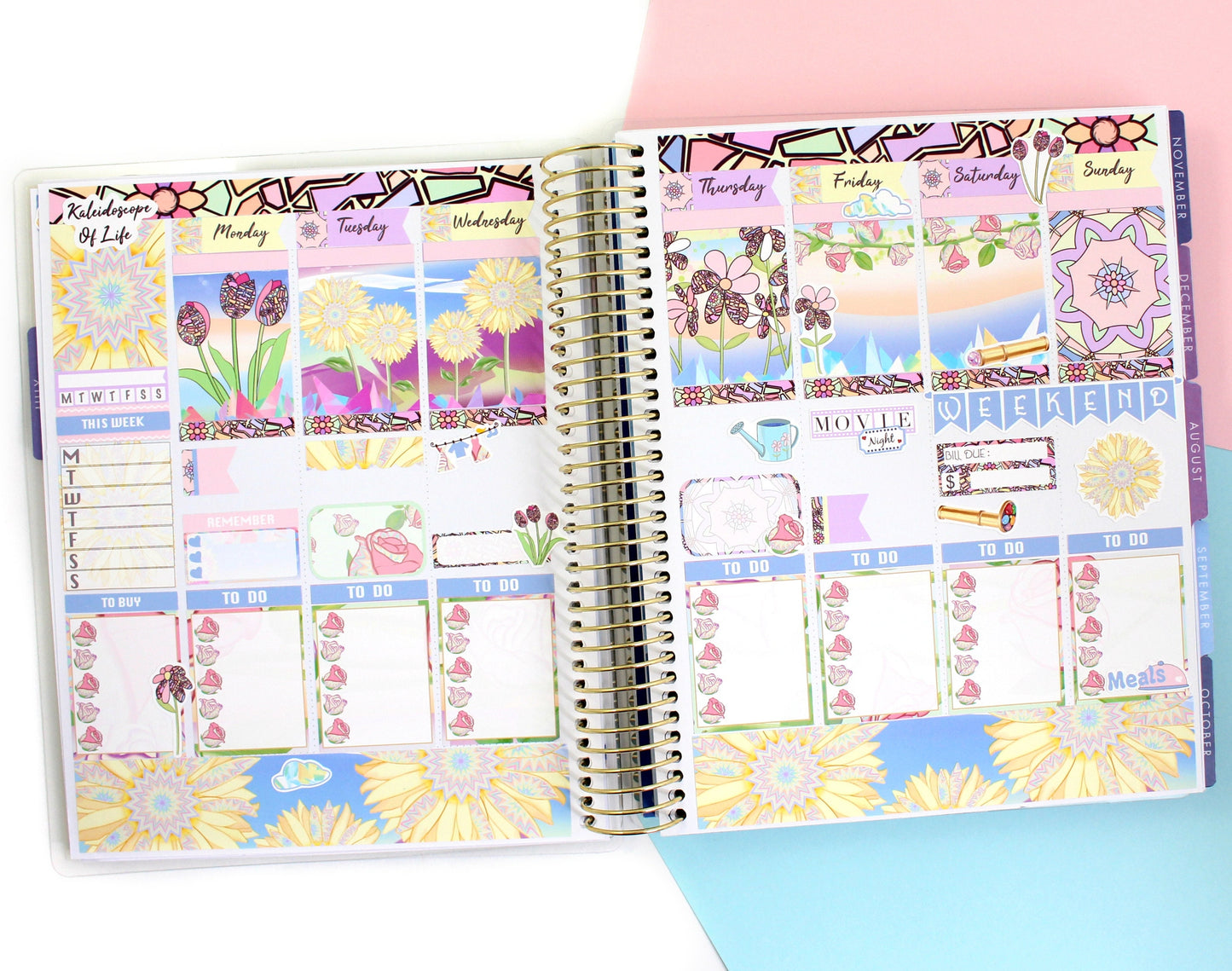 KALEIDOSCOPE || 7x9 Vertical Planner Sticker Kit