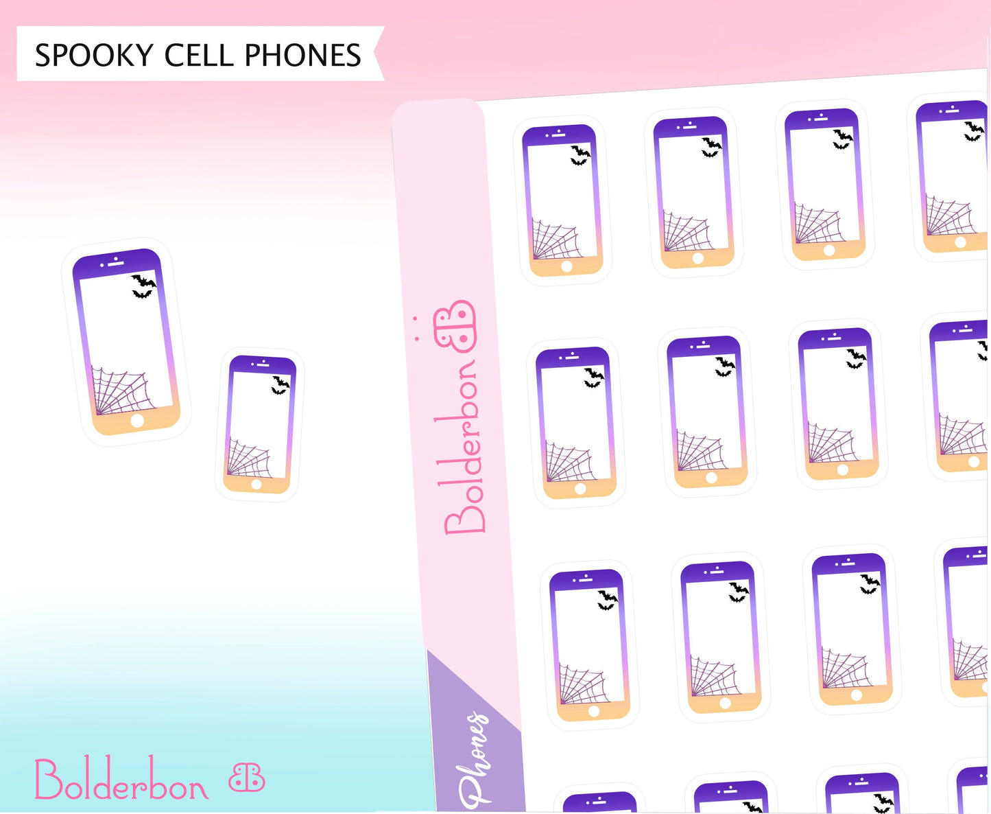 Spooky Cute Cell Phone Stickers | Halloween Planner Stickers