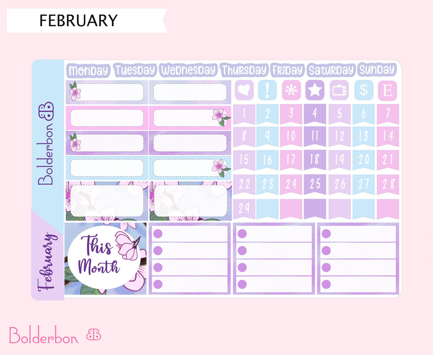 FEBRUARY  7x9 Monthly Sticker Kit