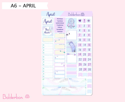 APRIL A6 Hobonichi || Hand Drawn Cute Monthly Sticker Kit Planner Stickers