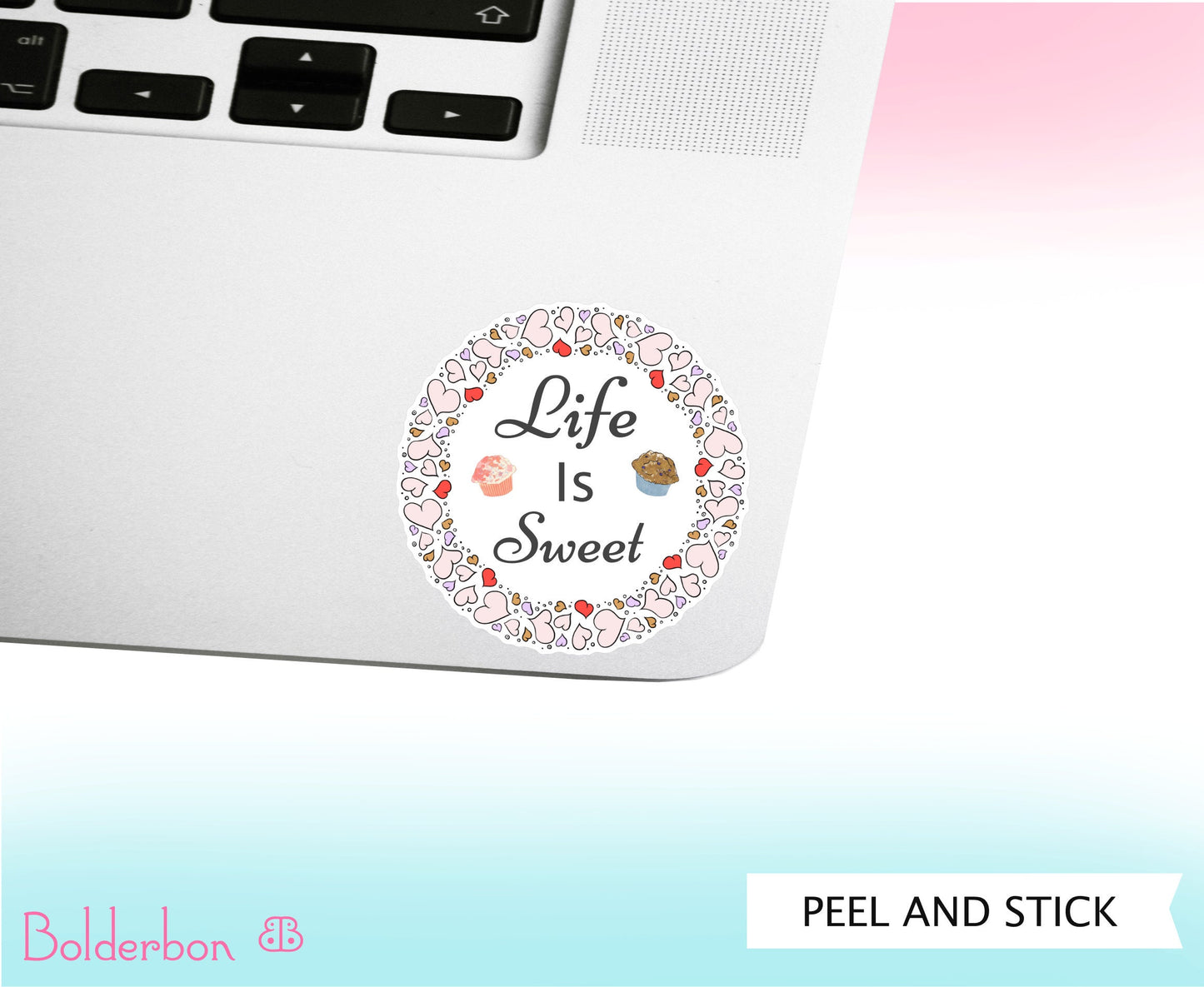 LIFE IS SWEET | Cute Hand Drawn Vinyl Decal, Heart, Sticker, Motivational, Inspirational, Die Cut Sticker,