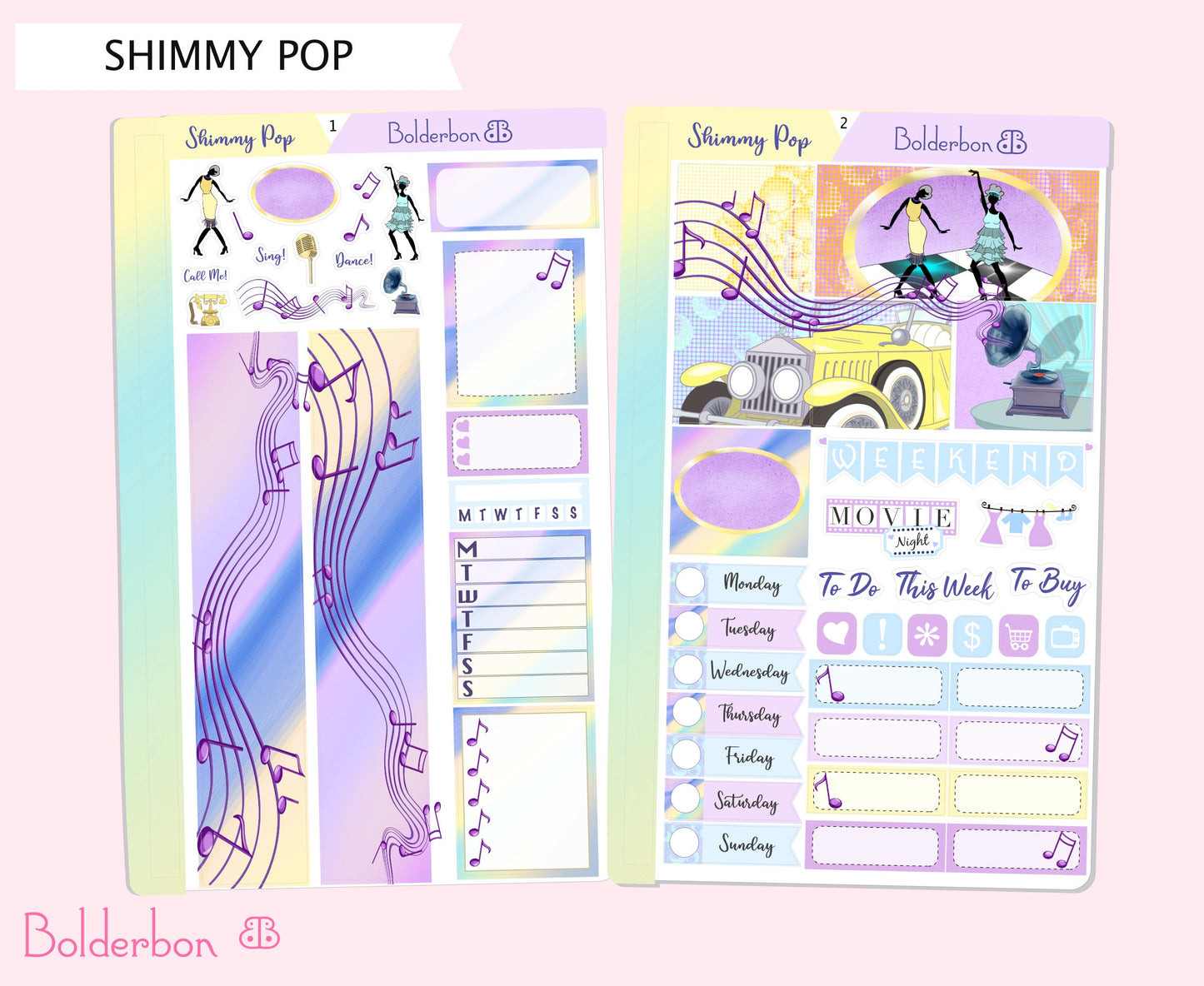 SHIMMY POP || Hobonichi Cousin Planner Sticker Kit