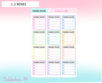 MORNING ROUTINE Colorful || Checkbox Planner Stickers