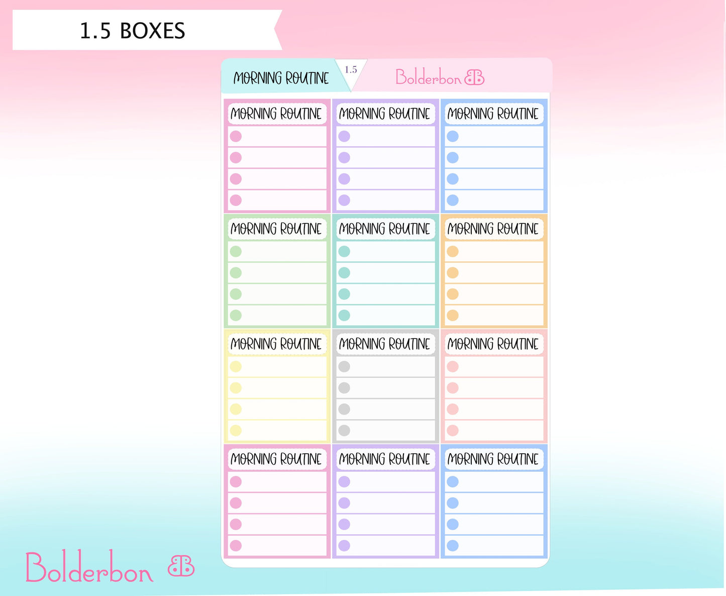 MORNING ROUTINE Colorful || Checkbox Planner Stickers