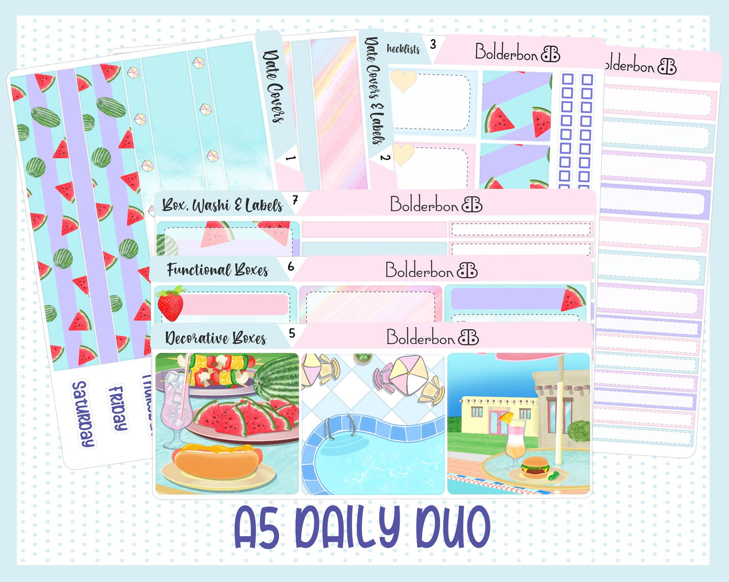 POOLSIDE || A5 Daily Duo Planner Sticker Kit