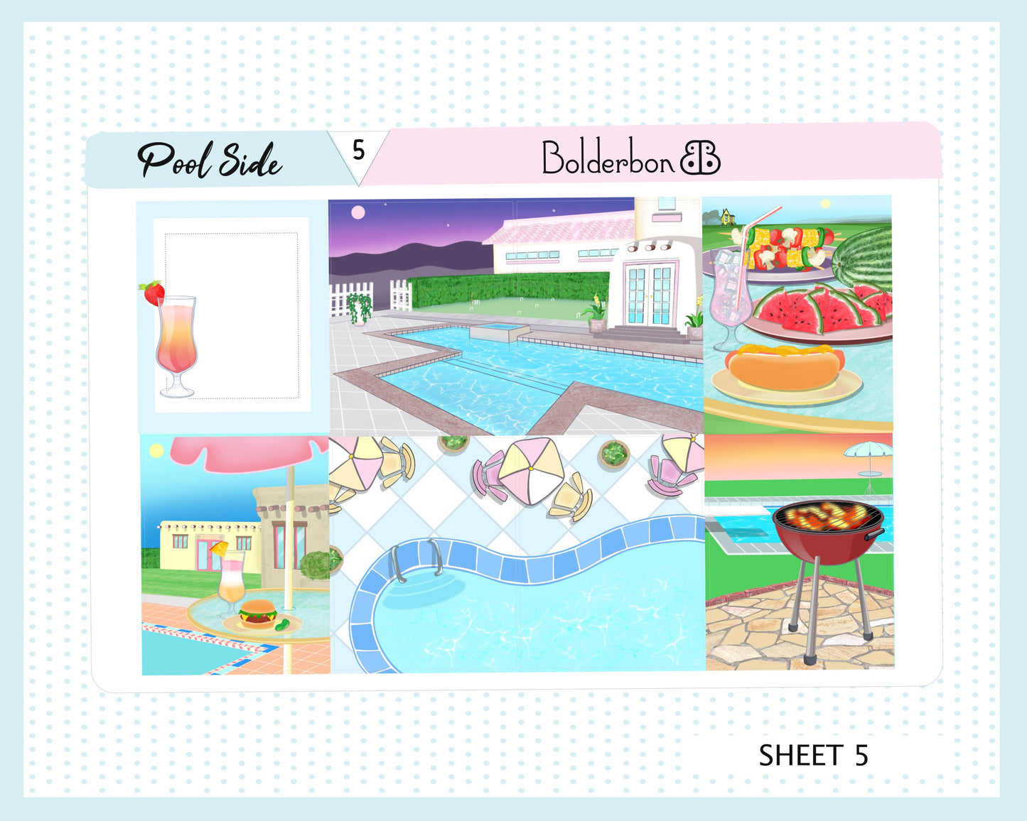 POOLSIDE || 7x9 Vertical Planner Sticker Kit