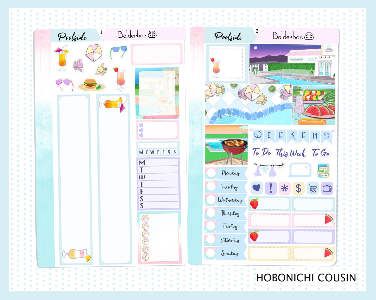 POOLSIDE || Hobonichi Cousin Planner Sticker Kit