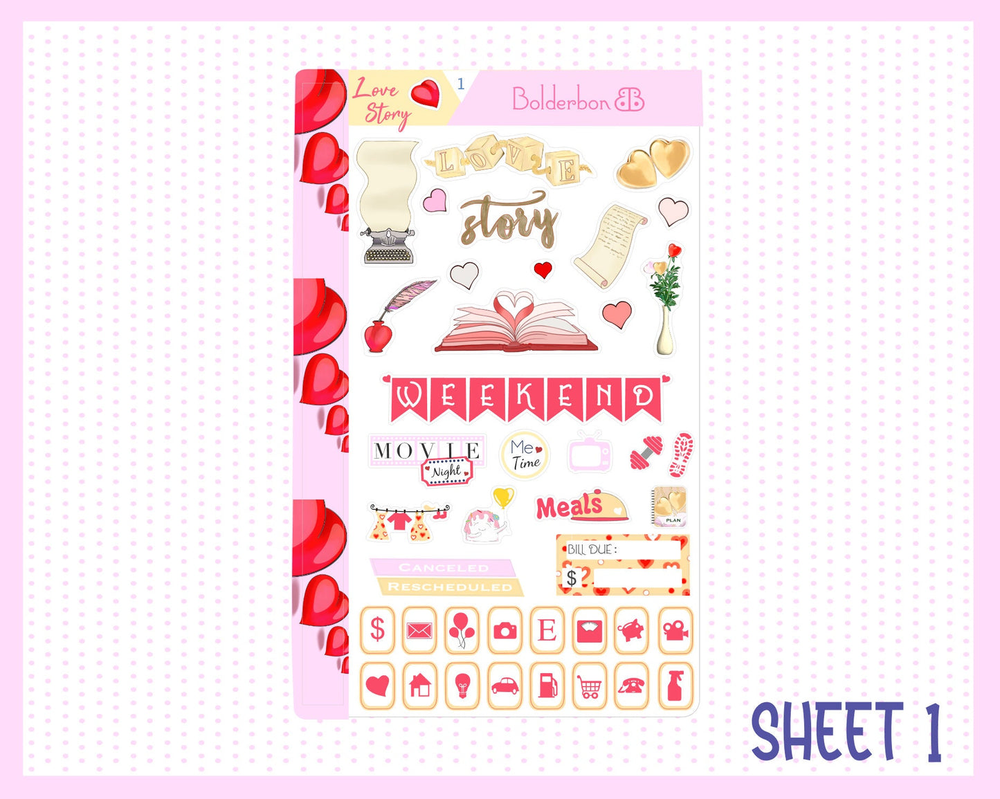 LOVE STORY || 7x9 Vertical Planner Sticker Kit