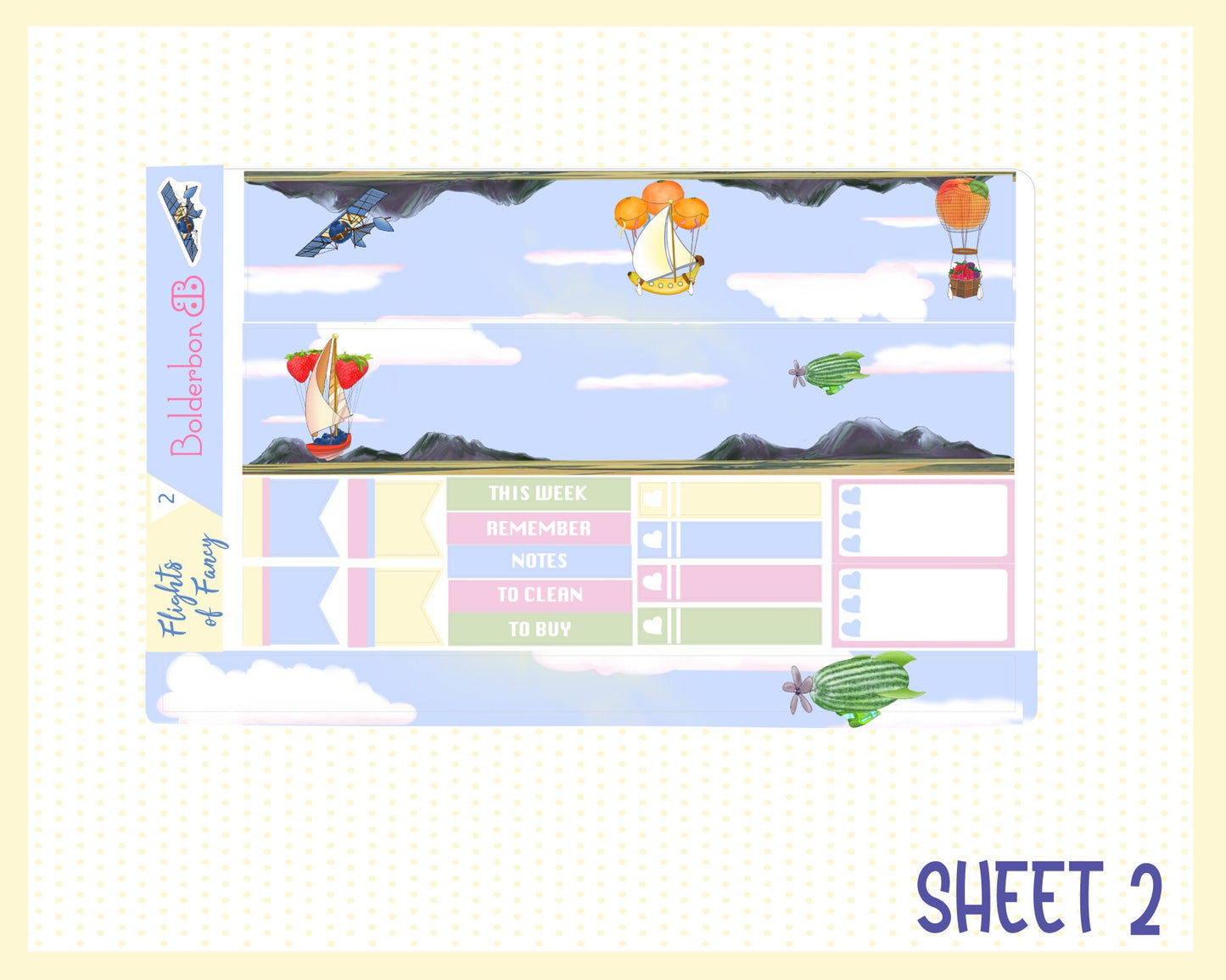 FLIGHTS OF FANCY || 7x9 Vertical Planner Sticker Kit