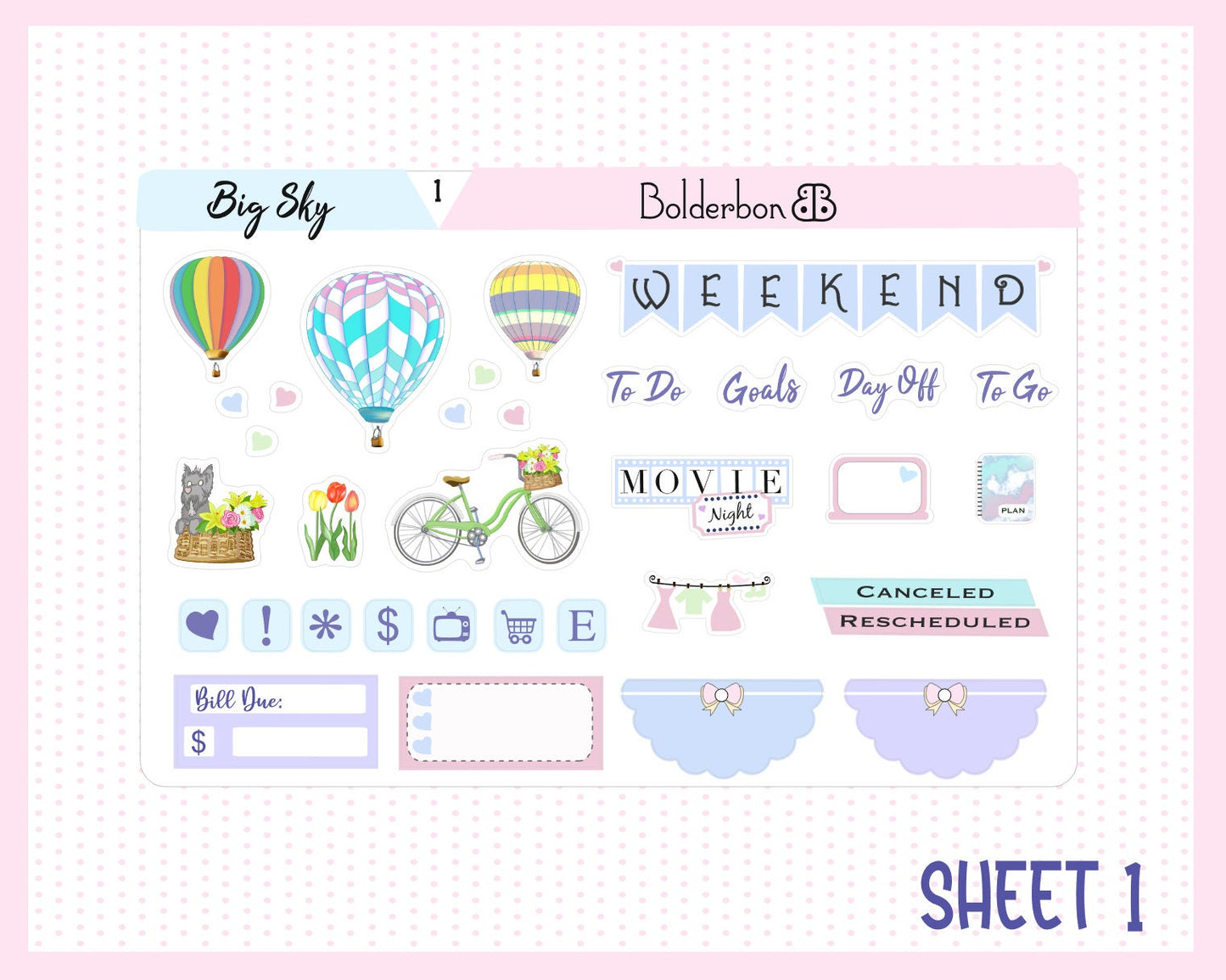 BIG SKY || 7x9 Vertical Planner Sticker Kit