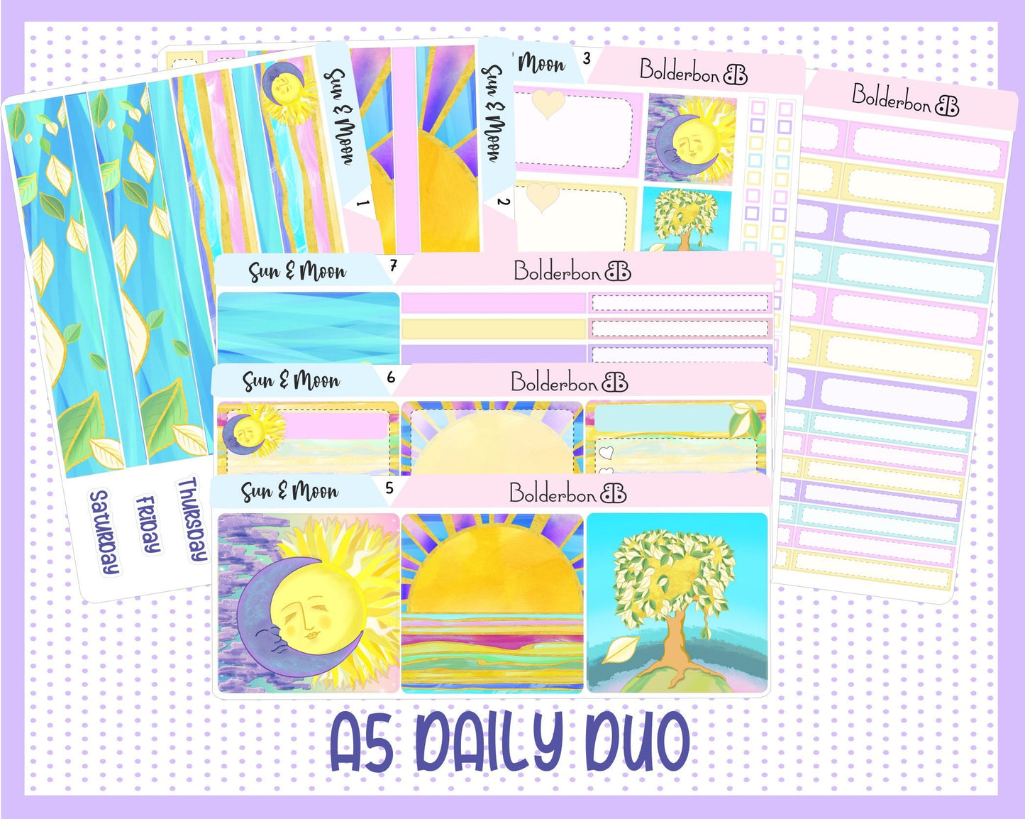 SUN & MOON || A5 Daily Duo Planner Sticker Kit