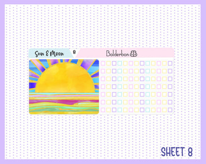 SUN & MOON "7x9 Daily Duo" || Weekly Planner Sticker Kit for Erin Condren