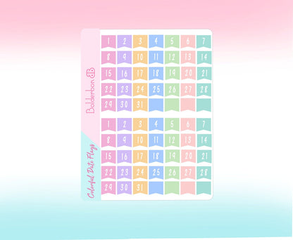 DATE FLAGS Colorful || Planner Stickers