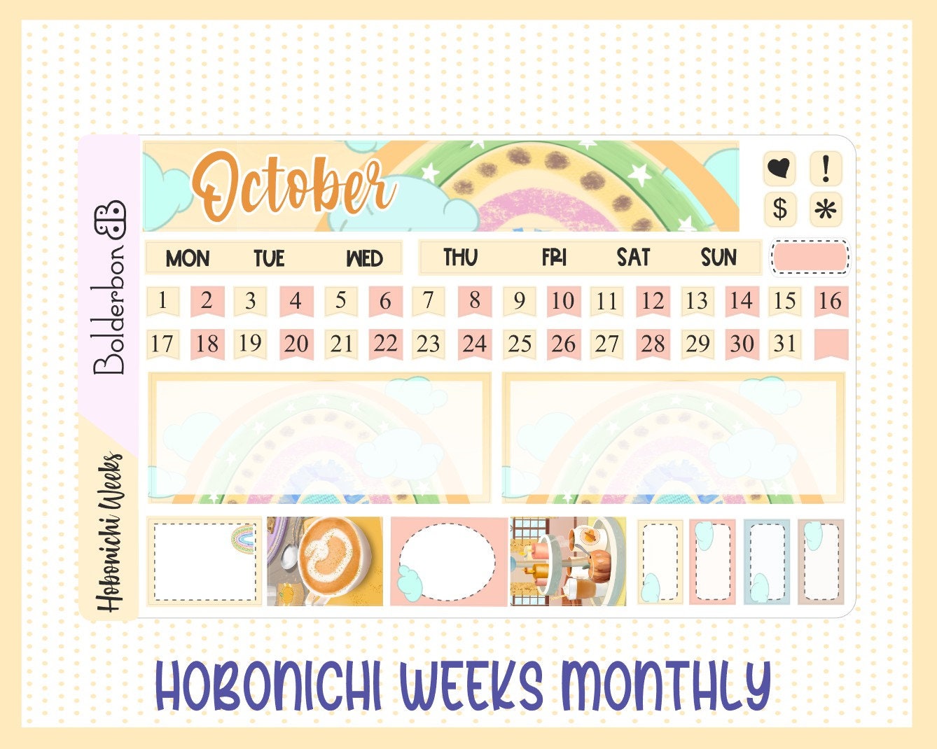 OCTOBER Hobonichi Weeks Sticker Kit || Hand Drawn Monthly Planner Stickers for Hobo Weeks