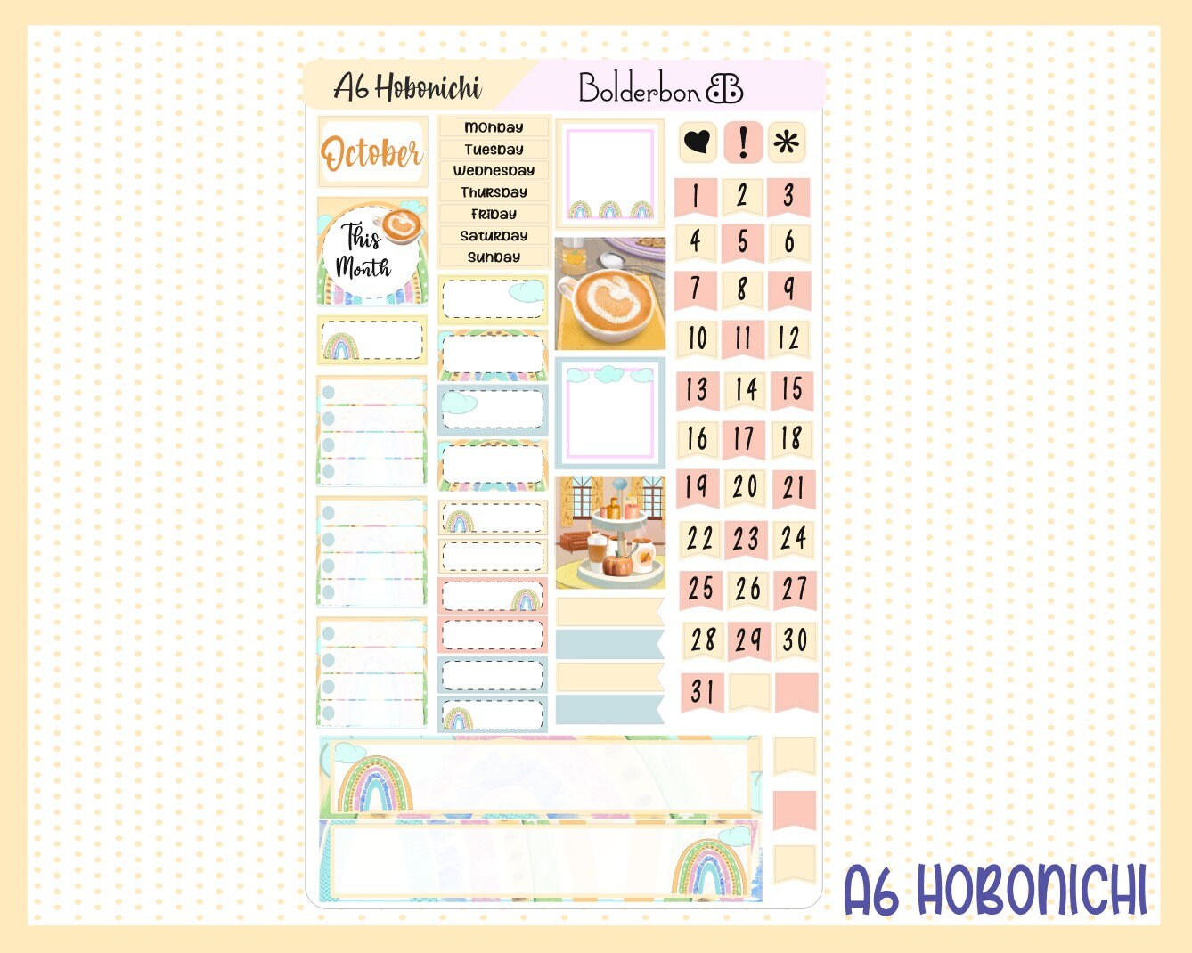 OCTOBER A6 Hobonichi Monthly Kit || Pumpkin Dreams Hand Drawn Cute Planner Sticker Set