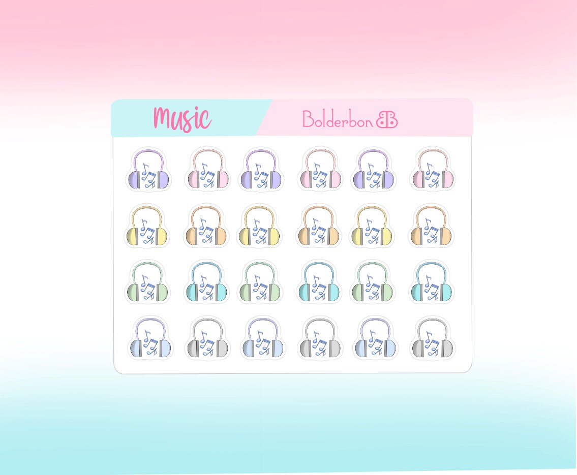 MUSIC Stickers || Planner Stickers, Headphones, Musical, Radio, Listening To