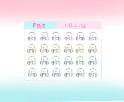 MUSIC Stickers || Planner Stickers, Headphones, Musical, Radio, Listening To