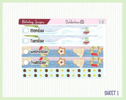 HOLIDAY SEASON "7x9 Daily Duo" || Weekly Planner Sticker Kit for Erin Condren