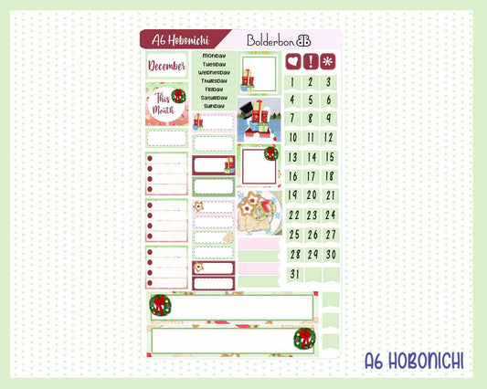 DECEMBER A6 Hobonichi Monthly Kit || Holiday Season Planner Sticker Set, Christmas, Winter