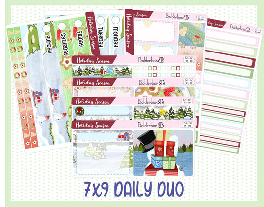 HOLIDAY SEASON "7x9 Daily Duo" || Weekly Planner Sticker Kit for Erin Condren