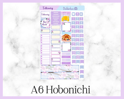 FEBRUARY A6 Hobonichi || Hand Drawn Cute Monthly Sticker Kit Planner Stickers