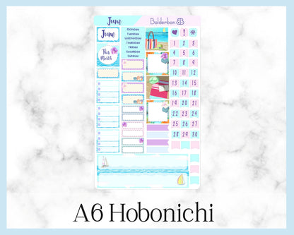 JUNE A6 Hobonichi || Hand Drawn Cute Monthly Sticker Kit Planner Stickers