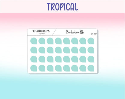 TEARDROPS STICKERS || Colorful, Frosted Clear, Icons, Pastel, Mini Dots, Planner Stickers