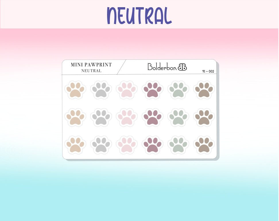 PAWPRINT ICONS || Clear or White Matte Planner Stickers