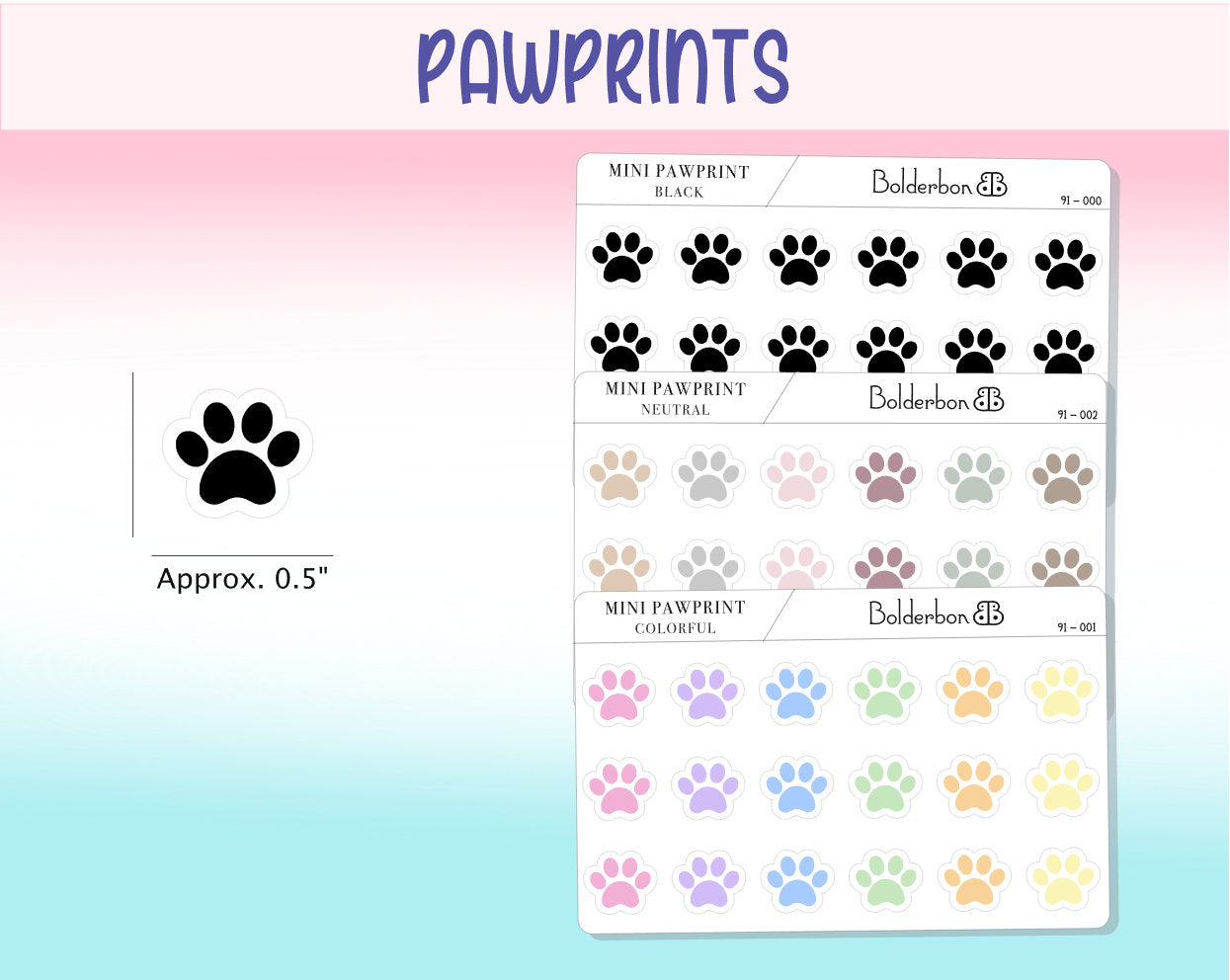 PAWPRINT ICONS || Clear or White Matte Planner Stickers