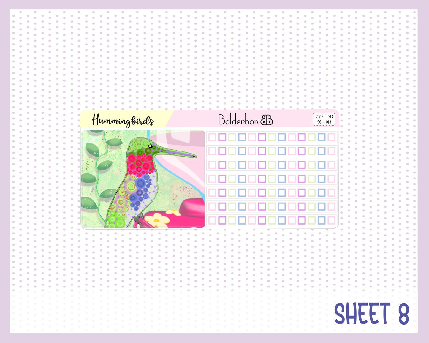 HUMMINGBIRDS "7x9 Daily Duo" || Weekly Planner Sticker Kit for Erin Condren