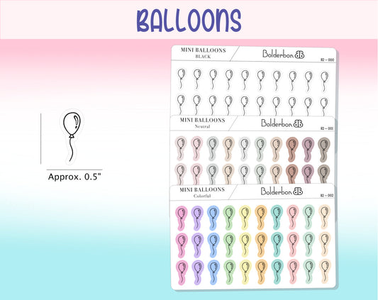 BALLOON ICONS || Clear or White Matte Planner Stickers