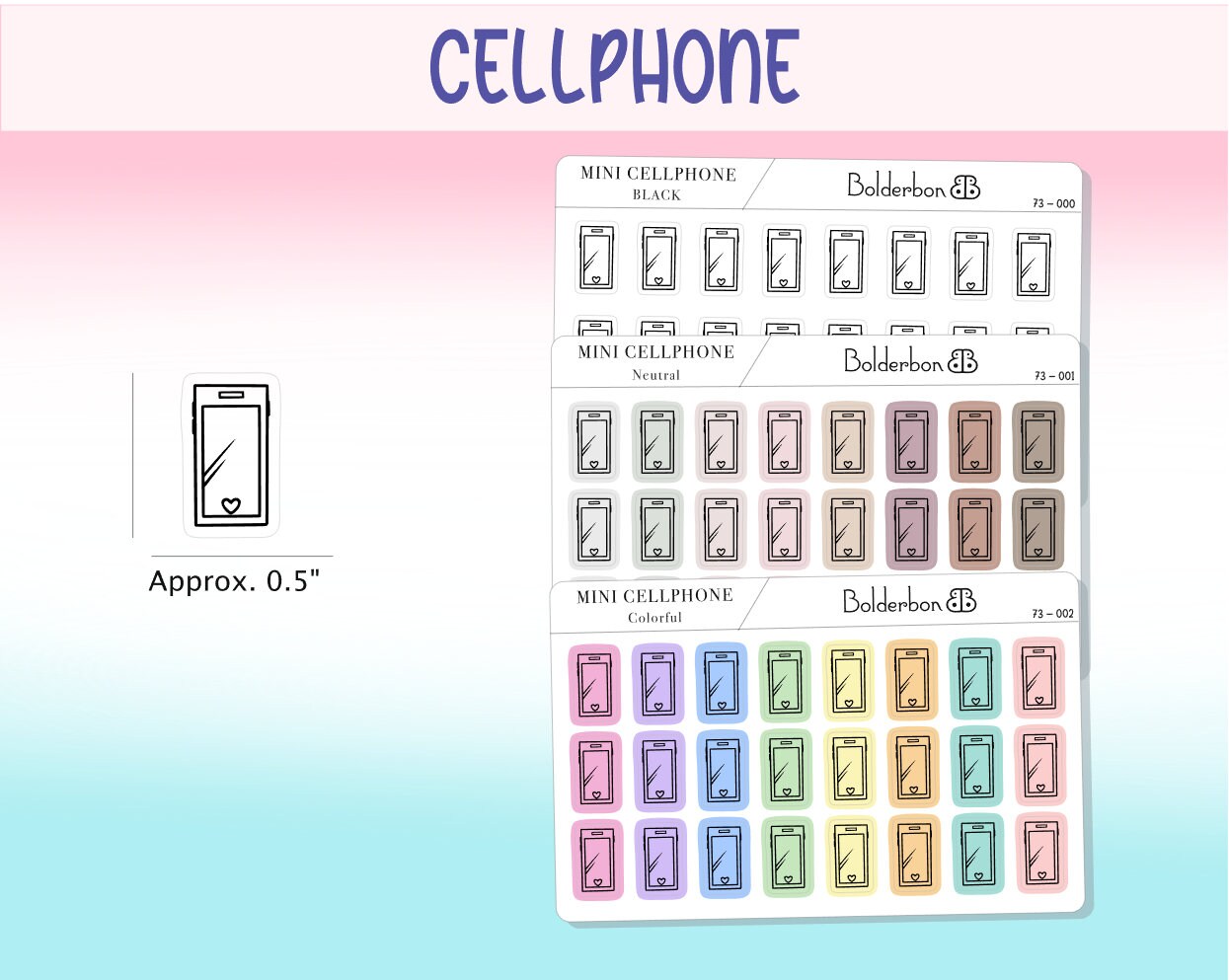 CELLPHONE ICONS || Planner Stickers, Clear or White Matte