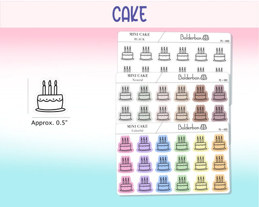 CAKE ICONS || Clear or White Matte Planner Stickers